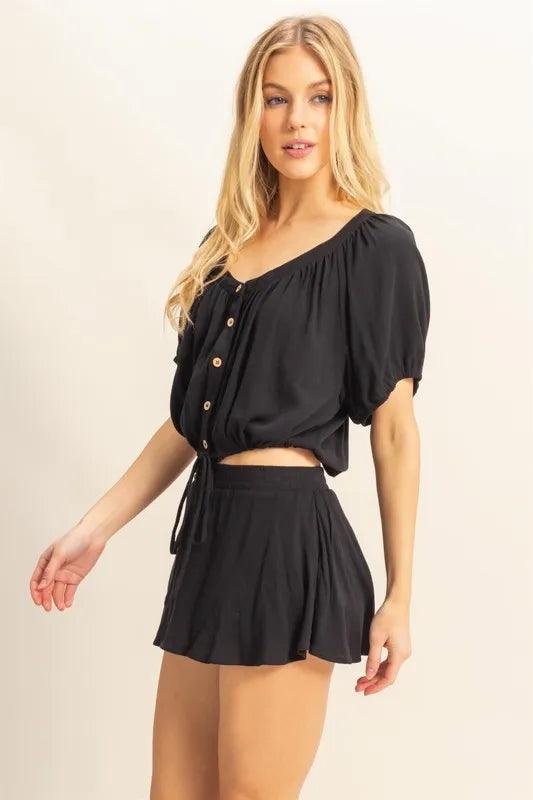 HYFVE Drawstring Hem Short Sleeve Top and Skort Set - Brittney MADE