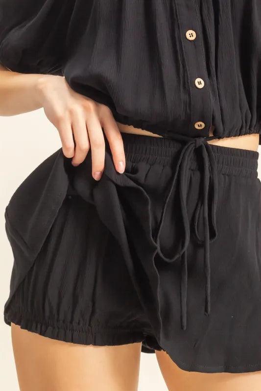 HYFVE Drawstring Hem Short Sleeve Top and Skort Set - Brittney MADE