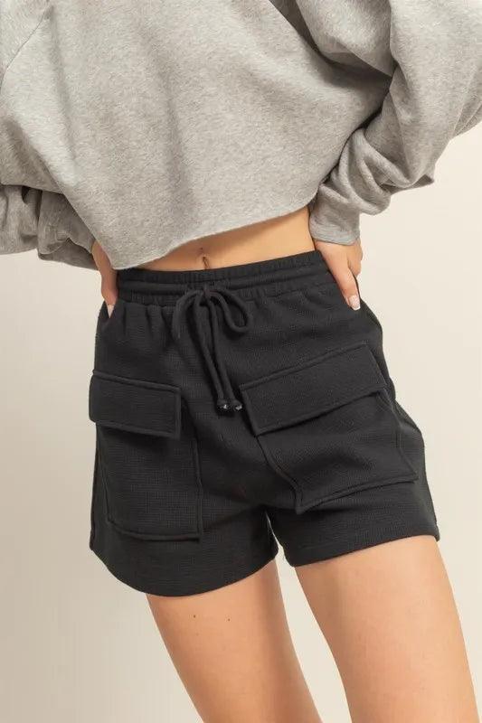 HYFVE Drawstring Waffle Knit Front Pocket Shorts - Brittney MADE