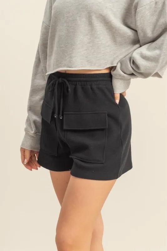 HYFVE Drawstring Waffle Knit Front Pocket Shorts - Brittney MADE