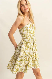 HYFVE Floral Print Halter Neck Tiered Mini Dress - Brittney MADE
