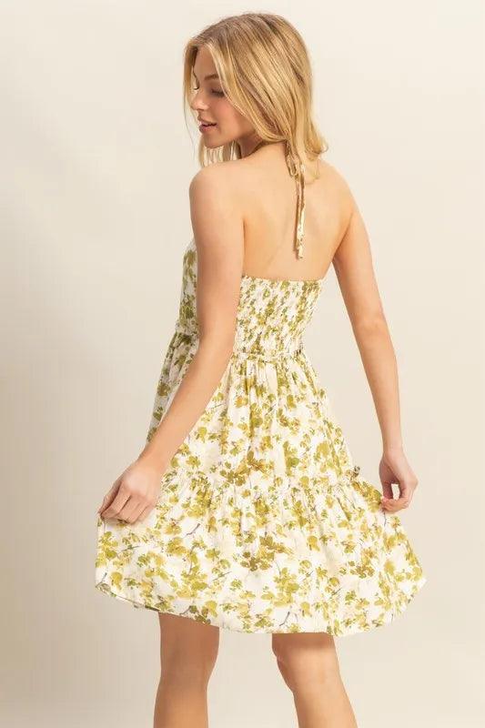 HYFVE Floral Print Halter Neck Tiered Mini Dress - Brittney MADE