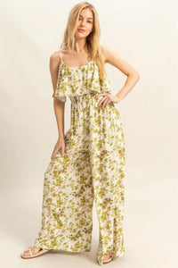 HYFVE Floral Print Spaghetti Strap Wide Leg Jumpsuit - Brittney MADE