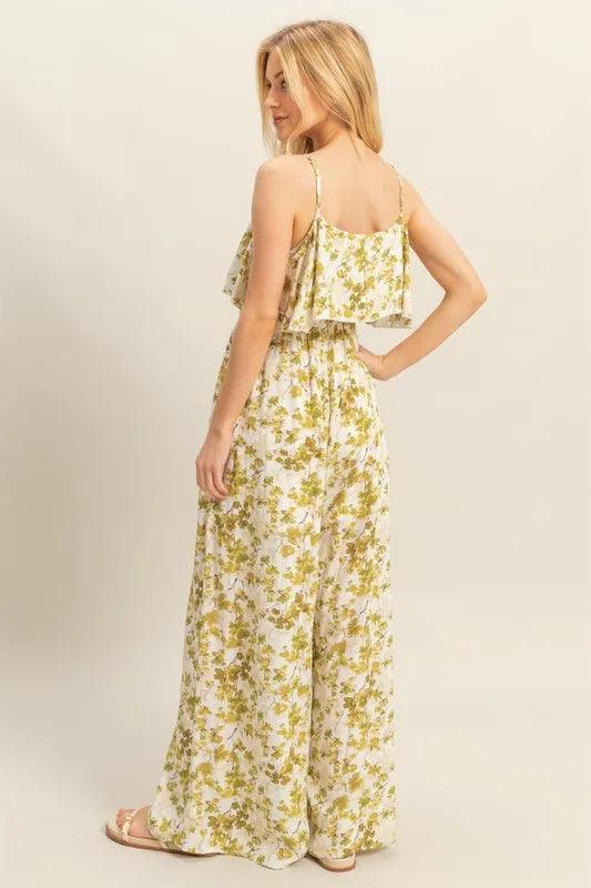 HYFVE Floral Print Spaghetti Strap Wide Leg Jumpsuit - Brittney MADE