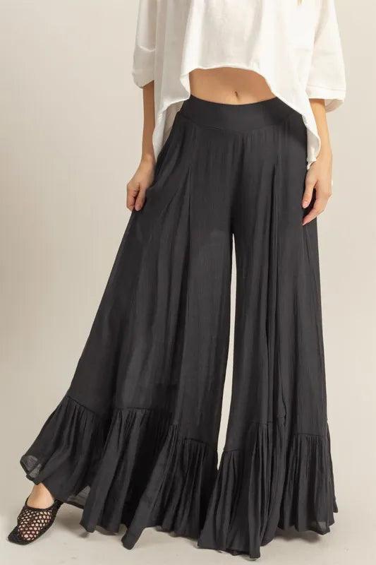 HYFVE High-Waist Ruffle Flared Wide Leg Pants - Brittney MADE