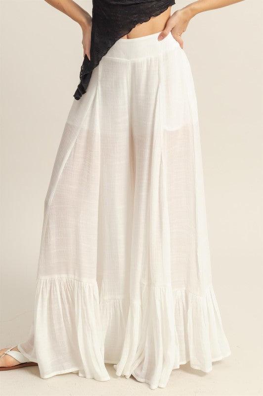 HYFVE High-Waist Ruffle Flared Wide Leg Pants - Brittney MADE