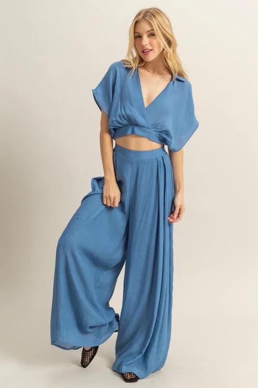 HYFVE Kimono Sleeve Crop Top and Wide Leg Pants Set - Brittney MADE