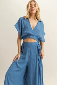 HYFVE Kimono Sleeve Crop Top and Wide Leg Pants Set - Brittney MADE