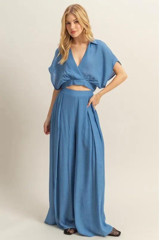 HYFVE Kimono Sleeve Crop Top and Wide Leg Pants Set - Brittney MADE