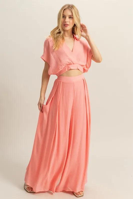 HYFVE Kimono Sleeve Crop Top and Wide Leg Pants Set - Brittney MADE