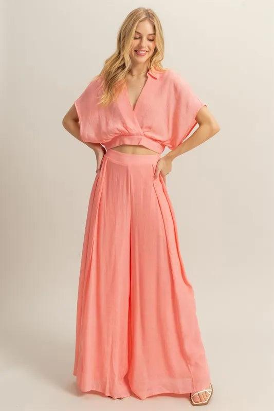HYFVE Kimono Sleeve Crop Top and Wide Leg Pants Set - Brittney MADE