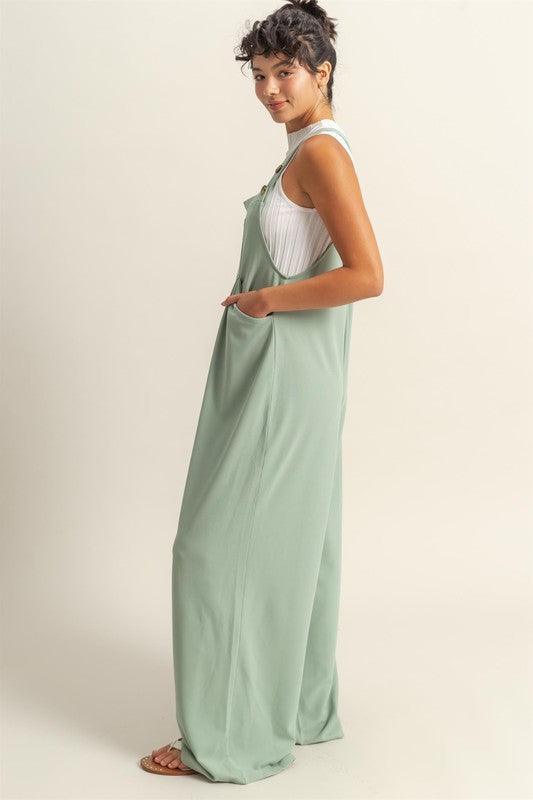 HYFVE Pleated Detail Front Pocket Wide Strap Overalls - Brittney MADE