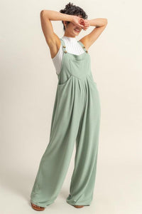 HYFVE Pleated Detail Front Pocket Wide Strap Overalls - Brittney MADE