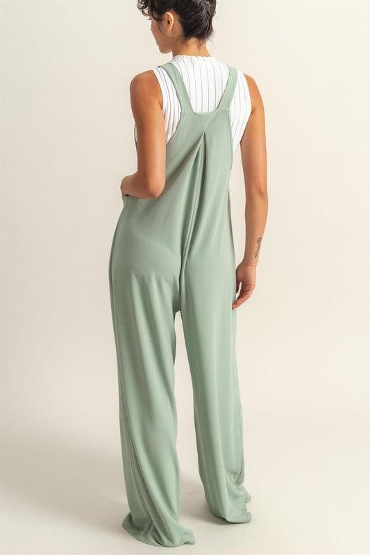 HYFVE Pleated Detail Front Pocket Wide Strap Overalls - Brittney MADE
