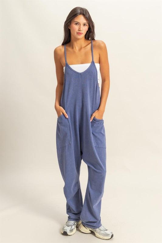 HYFVE Relaxed Fit Mineral Washed Overalls with Pockets - Brittney MADE