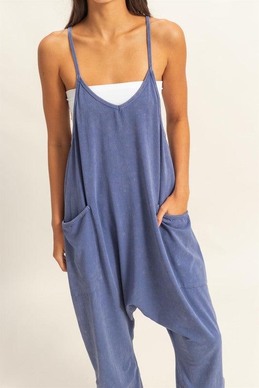 HYFVE Relaxed Fit Mineral Washed Overalls with Pockets - Brittney MADE