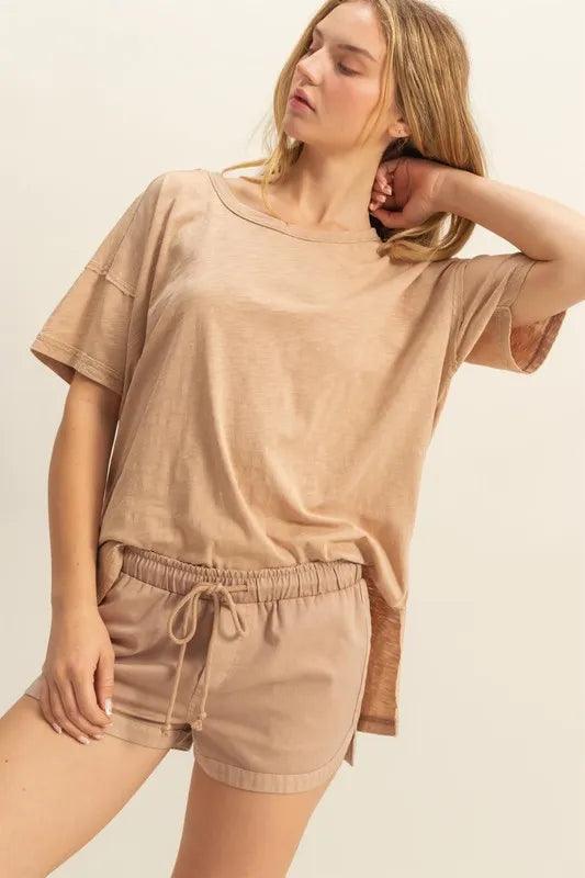 HYFVE Round Neck Short Sleeve Washed T-Shirt - Brittney MADE