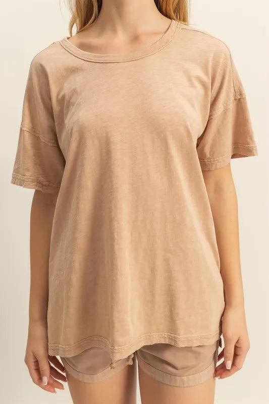 HYFVE Round Neck Short Sleeve Washed T-Shirt - Brittney MADE