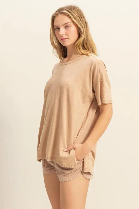 HYFVE Round Neck Short Sleeve Washed T-Shirt - Brittney MADE