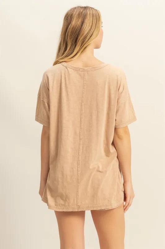HYFVE Round Neck Short Sleeve Washed T-Shirt - Brittney MADE