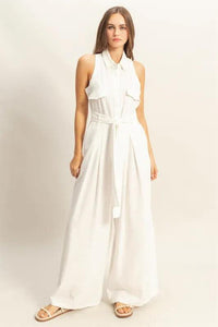 HYFVE Sleeveless Tie Waist Wide Leg Jumpsuit - Brittney MADE