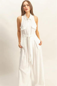 HYFVE Sleeveless Tie Waist Wide Leg Jumpsuit - Brittney MADE