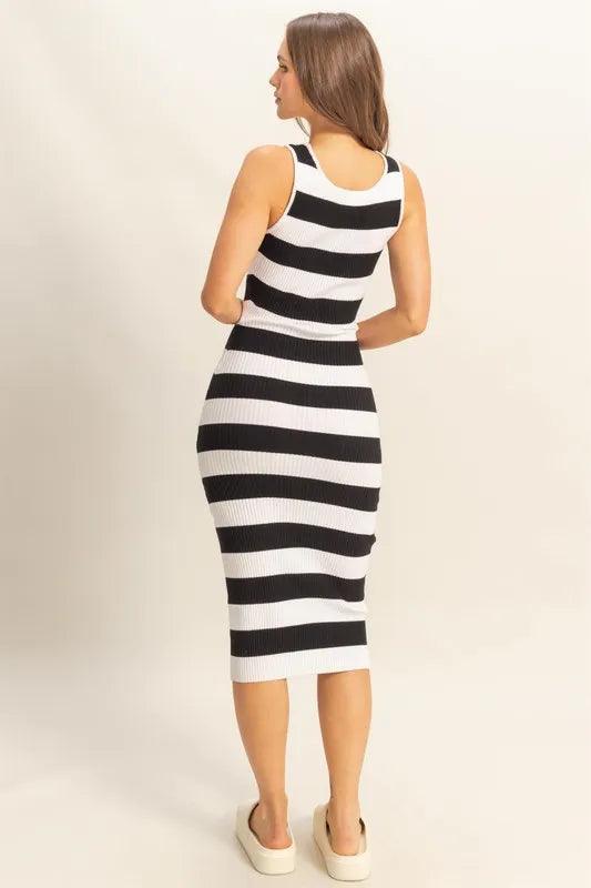 HYFVE Striped Scoop Neck Wide Strap Knit Dress - Brittney MADE