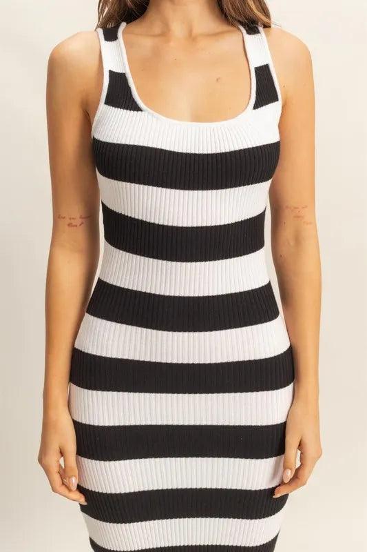 HYFVE Striped Scoop Neck Wide Strap Knit Dress - Brittney MADE