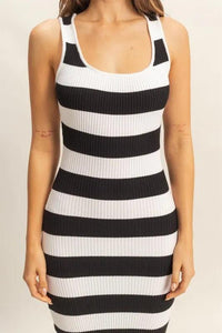 HYFVE Striped Scoop Neck Wide Strap Knit Dress - Brittney MADE