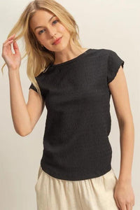 HYFVE Textured Round Neck Cap Sleeve Knit Top - Brittney MADE