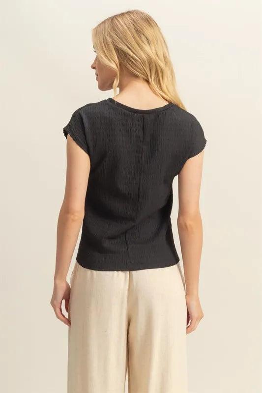 HYFVE Textured Round Neck Cap Sleeve Knit Top - Brittney MADE