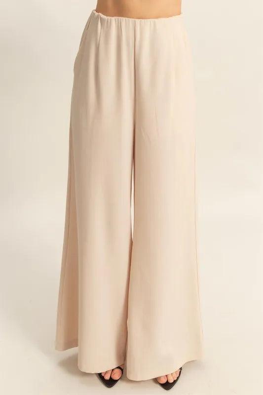 HYFVE Twisted Front Short Sleeve Top and Wide Leg Pants Set - Brittney MADE