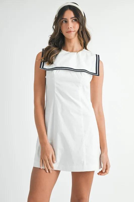 MABLE Contrast Piping Square Sailor Collar Mini Dress - Brittney MADE