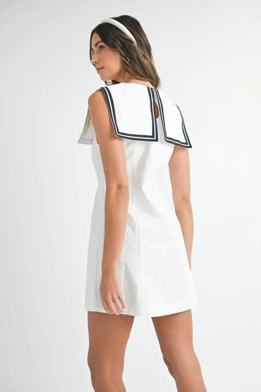 MABLE Contrast Piping Square Sailor Collar Mini Dress - Brittney MADE