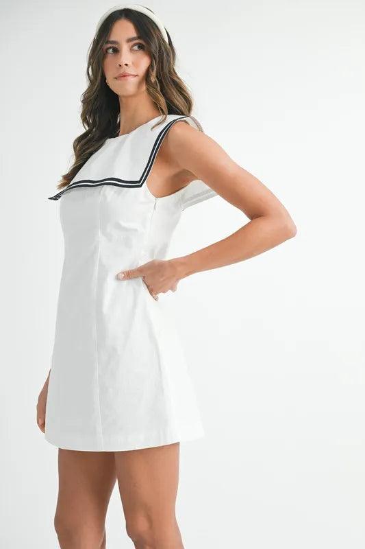 MABLE Contrast Piping Square Sailor Collar Mini Dress - Brittney MADE