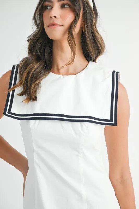 MABLE Contrast Piping Square Sailor Collar Mini Dress - Brittney MADE