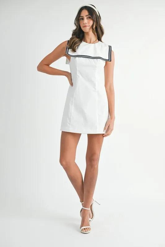 MABLE Contrast Piping Square Sailor Collar Mini Dress - Brittney MADE