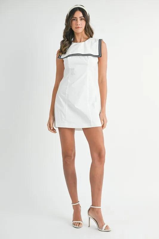 MABLE Contrast Piping Square Sailor Collar Mini Dress - Brittney MADE