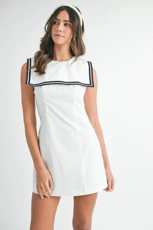MABLE Contrast Piping Square Sailor Collar Mini Dress - Brittney MADE