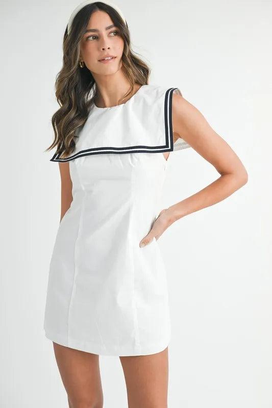 MABLE Contrast Piping Square Sailor Collar Mini Dress - Brittney MADE