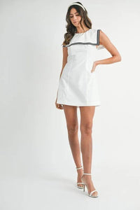 MABLE Contrast Piping Square Sailor Collar Mini Dress - Brittney MADE