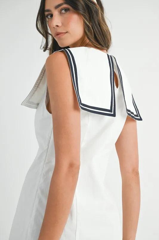 MABLE Contrast Piping Square Sailor Collar Mini Dress - Brittney MADE