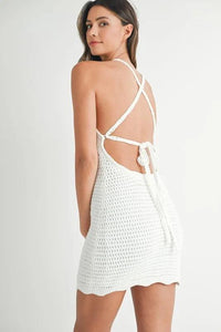MABLE Crochet Crisscross Spaghetti Strap Mini Dress - Brittney MADE