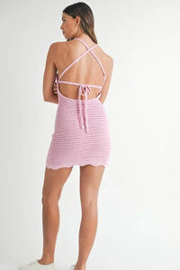 MABLE Crochet Crisscross Spaghetti Strap Mini Dress - Brittney MADE