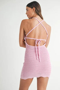 MABLE Crochet Crisscross Spaghetti Strap Mini Dress - Brittney MADE