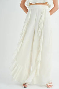 MABLE Crop Cami and Ruffled Wide Leg Pants Set - Brittney MADE