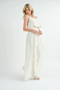 MABLE Crop Cami and Ruffled Wide Leg Pants Set - Brittney MADE