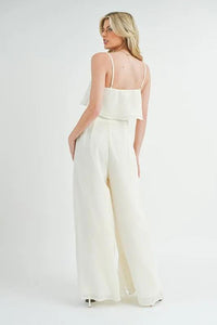 MABLE Crop Cami and Ruffled Wide Leg Pants Set - Brittney MADE
