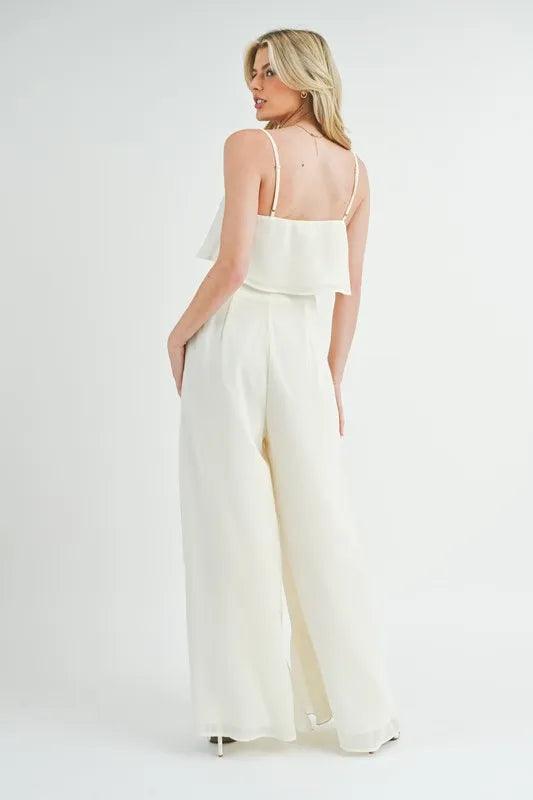 MABLE Crop Cami and Ruffled Wide Leg Pants Set - Brittney MADE