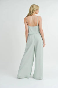 MABLE Crop Cami and Ruffled Wide Leg Pants Set - Brittney MADE
